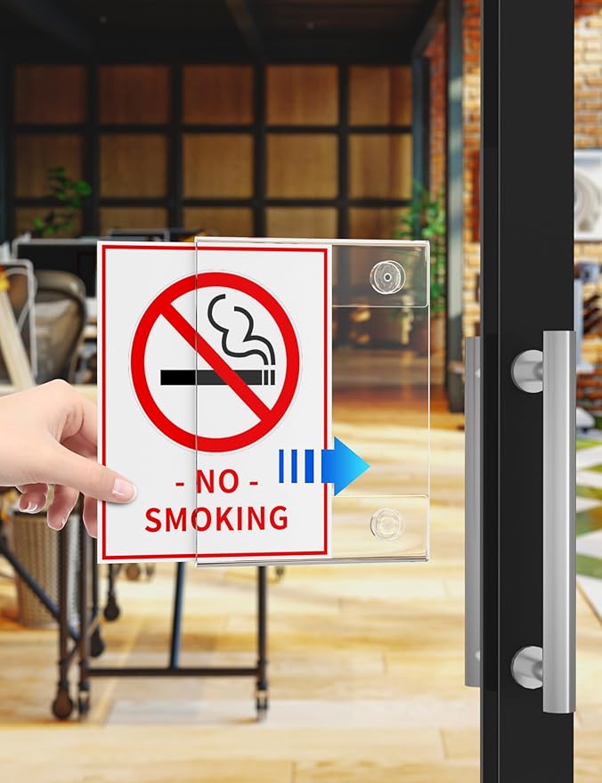 NIUBEE Acrylic Window Sign Holder with Suction Cup 8.5 X 11, Clear Acrylic Frames Glass Door Wall Mount Advertising Signage Sign Holder for Mall, Office, Home, Store, Restaurant(6 Pack)