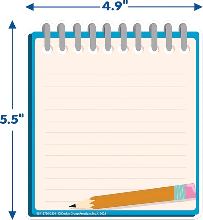 Eureka Notebook Paper Cut-Out Classroom Decorations for Teachers, 36 Pieces