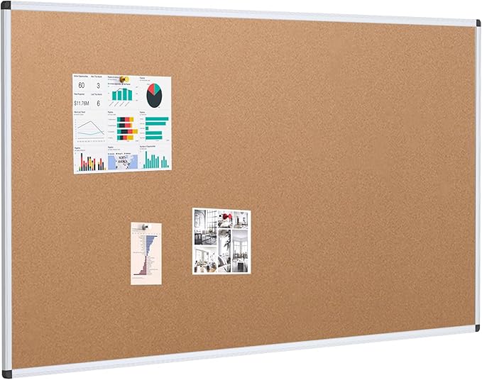 VIZ-PRO Cork Notice Board, 60 X 48 Inches, Silver Aluminium Frame