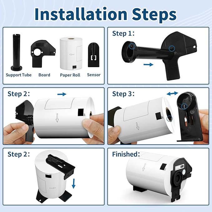 12 Rolls 2160 Labels 4.07"x6.4" Compatible Die-Cut Wide Format Shipping Mailing Postage Address Labels Paper for Brother DK 1247, Tacnology Used with Brother QL Label Printers, 1+ Reusable Cartridge