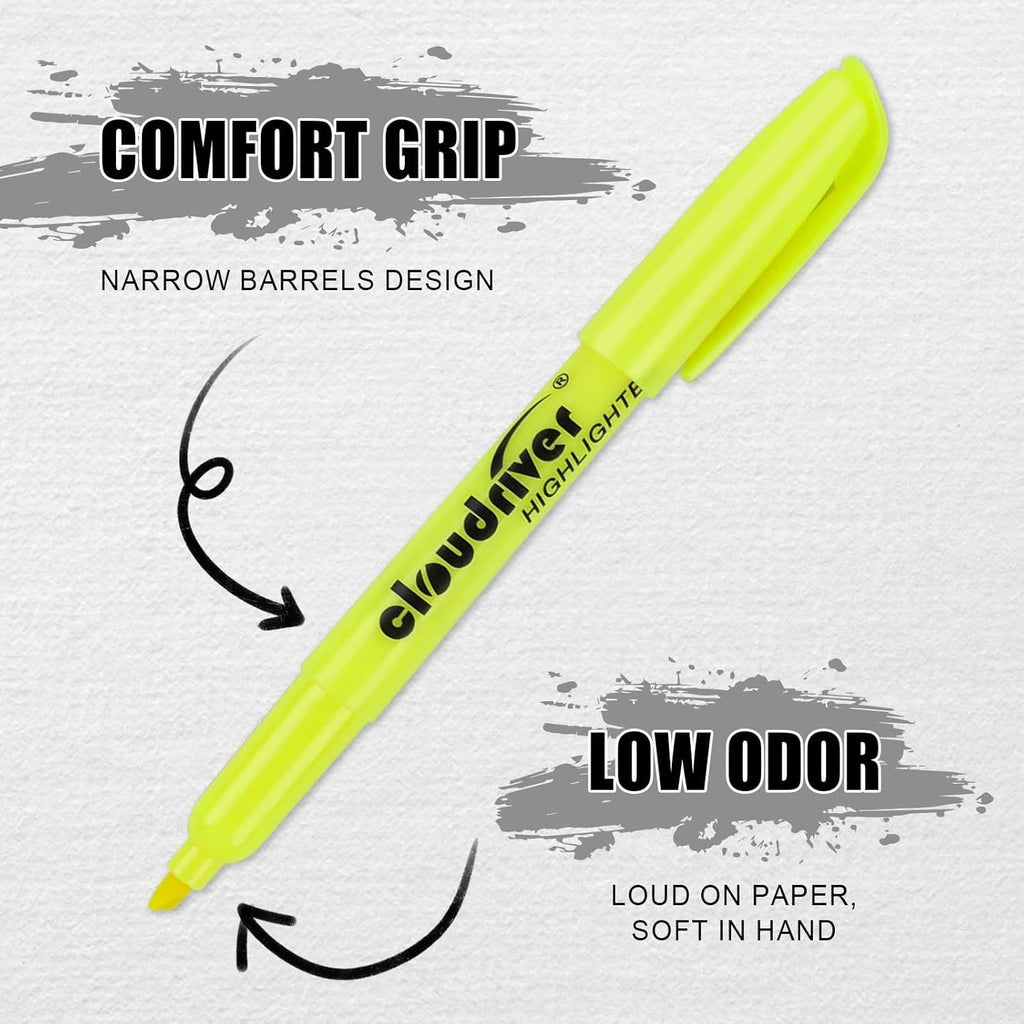 cloudriver Yellow Highlighters, Bulk Pack Of 120, Bright Color Highlighter, Chisel Tip, Quick Drying Ink, Highlighters Suitable For Home, School, Office And Shop