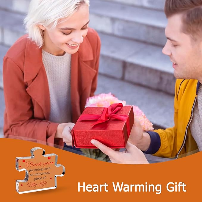 VELENTI Thank You Gifts - Engraved Acrylic Block Puzzle Thank You Present - Paperweights for Women, Men - Gifts for Friends, Coworkers - Heartwarming Therapist, Nurse Teacher Presents