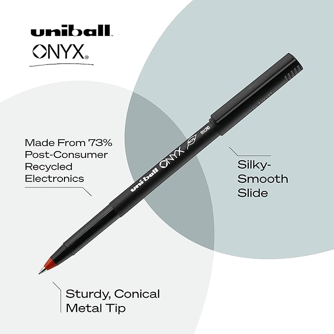 Uni-Ball Onyx Rollerball Stick Pen 12 Pack, 0.7mm Fine Red Pens, Gel Ink Pens | Office Supplies, Pens, Ballpoint Pen, Colored Pens, Gel Pens, Fine Point, Smooth Writing Pens