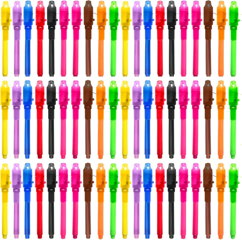 SCStyle Invisible Ink Pen 60Pcs Spy Pen with UV Black Light Magic Spy Marker Kid Pens for Secret Message and Birthday Party,Writing Secret Message for Easter Day Halloween Christmas Party Bag Gift