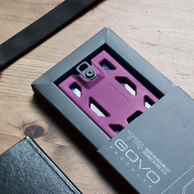 GOVO T4 Badge Holder No-Clip Version - Durable ID Card Holder Holds 1 to 4 Cards (Purple)