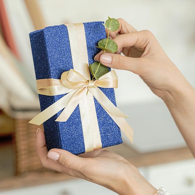 Double-sided Blue Glitter Cardstock 8.5x11- Goefun Metallic Paper, 24 Sheets 280 GSM/100LB Blue Cardstock for Card Making, Cricut, Graduation Cap Decorations