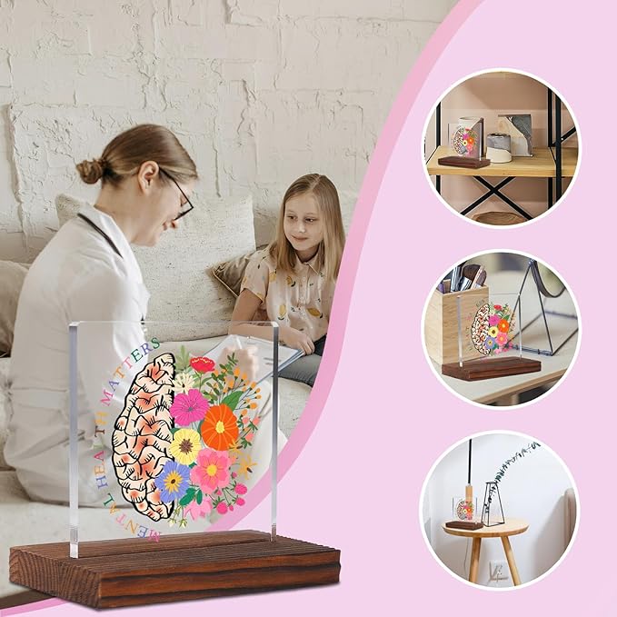 Mental Health Matters School Psychologist Gift Clear Desk Decor Signs, Graduation Gift for Psychiatrist Acrylic Plaque, Appreciation Thank You Gifts Mental Health Therapist Office Decor Signs TZD60