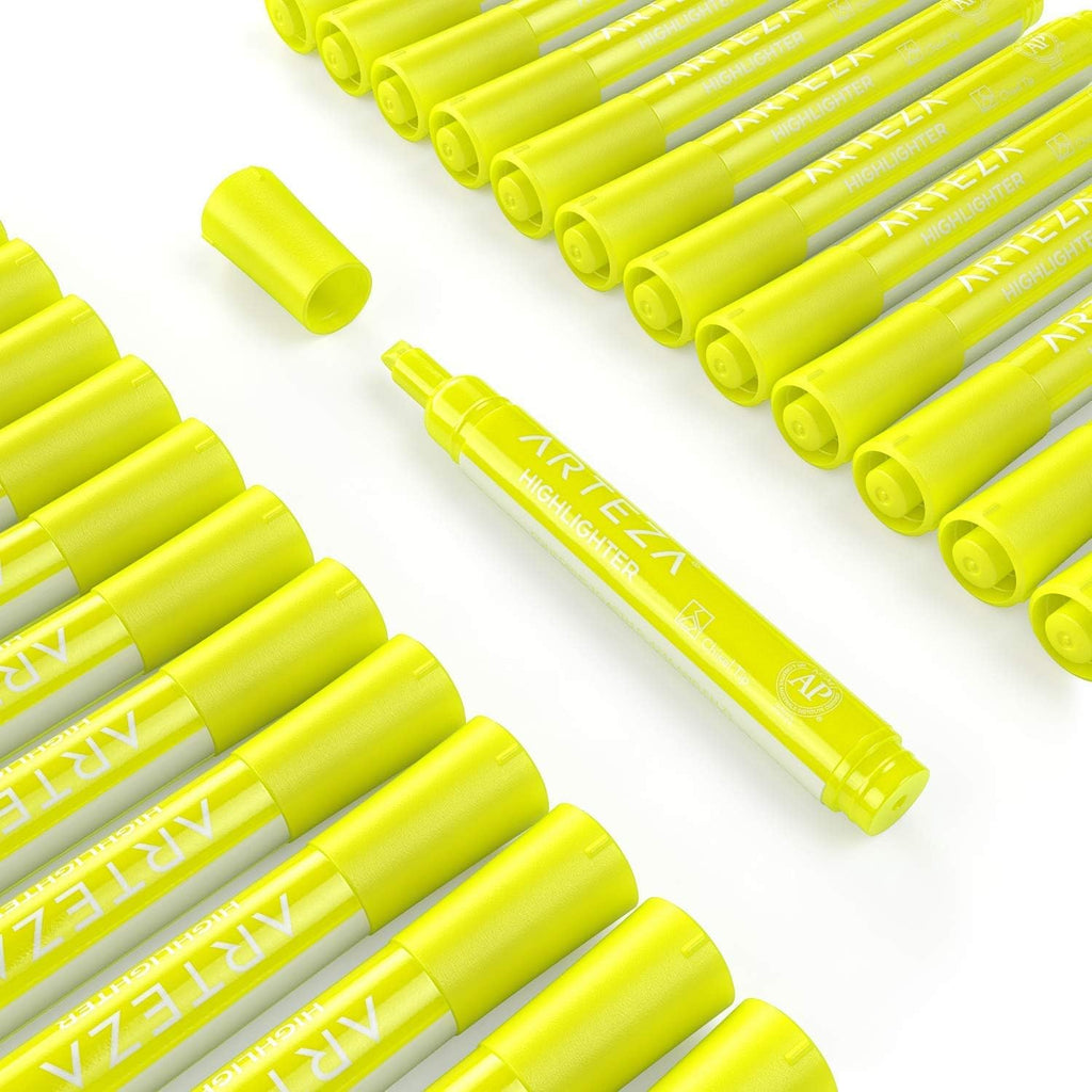 ARTEZA Yellow Highlighters in Bulk, Pack of 64, Chisel Tip Markers