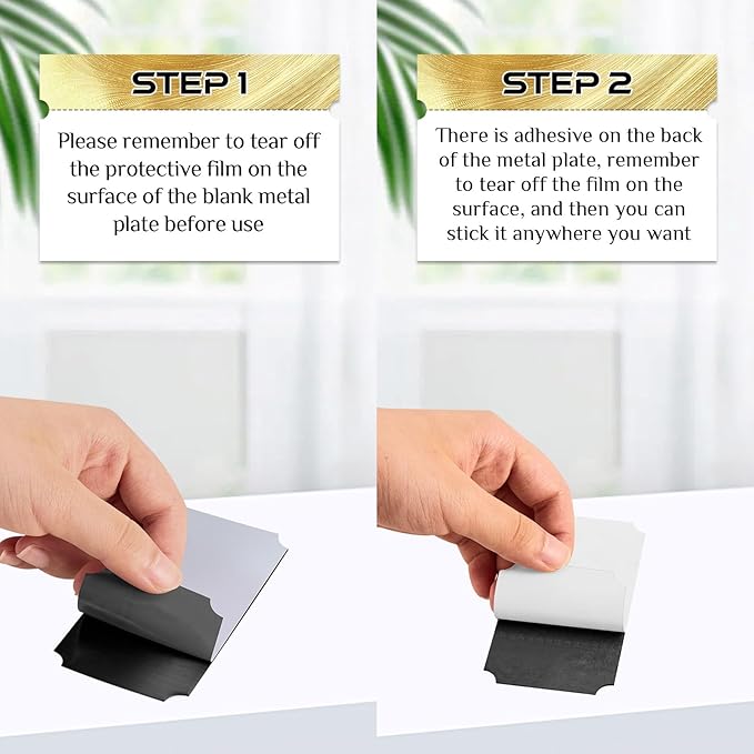 Therwen 30 Pcs Name Plates Laser Engraved Brushed Stainless Steel Plate Personalized Plaque Blank Custom Name Tag Frame Label with Adhesive Backing(Black Notched Corner,4''x 2'')