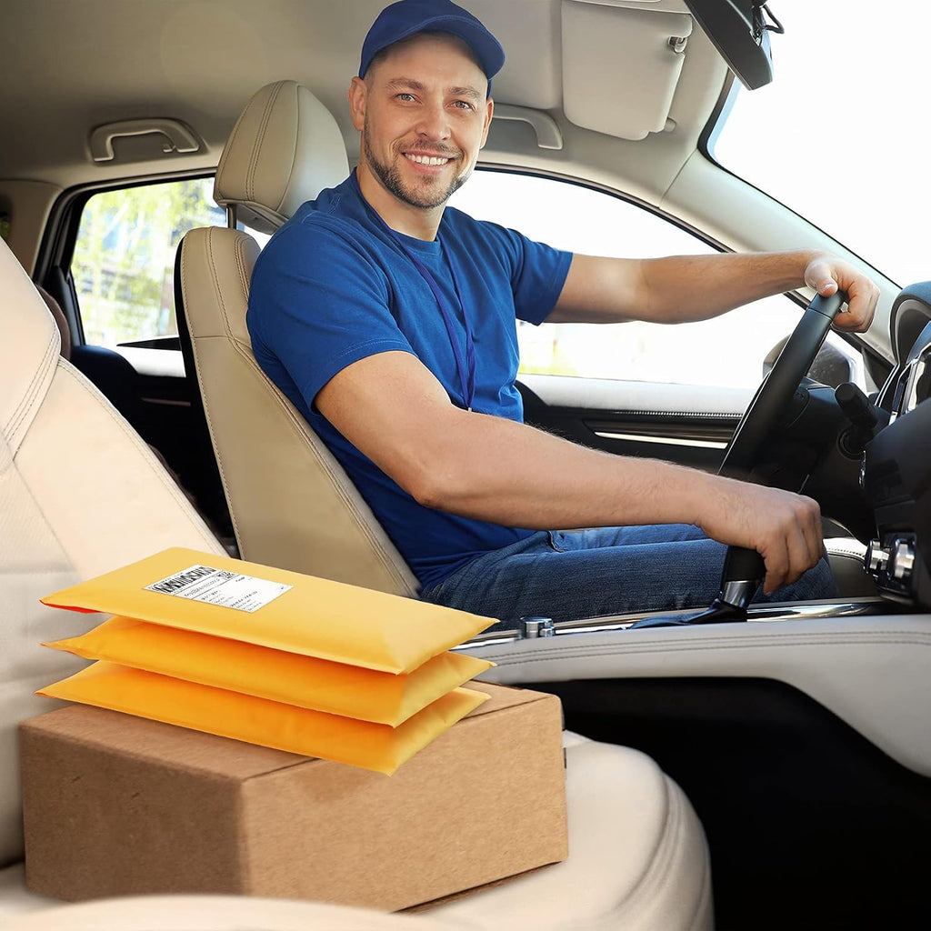 UCGOU Kraft Bubble Mailers 5x8.6 Inch Usable Size 5x7 Inch 50 Pack Yellow Padded Envelopes Small Business Mailing Packages Self Sealing Tear Resistant Boutique Bulk Mail Shipping Bags Bubble Mailers