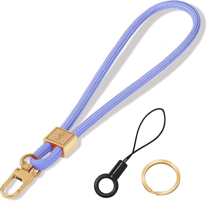 Fishent Keychain Wristlet lanyard, Cute Key Chain Holder, Upgraded Woven Wrist Lanyard for Keys, Wristlet Strap Keychain for Women Men Car Keys ID Badges Card Wallet Phone (Lavender)