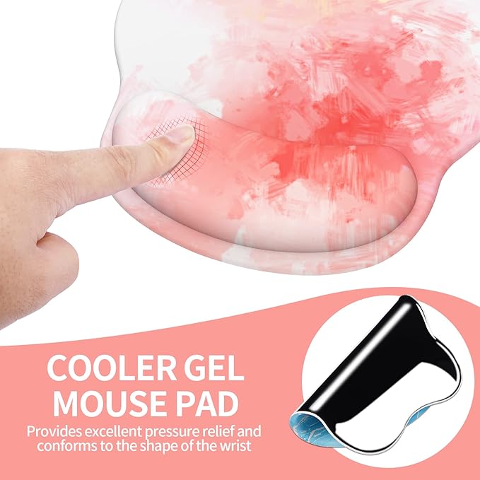 eulps Mouse Pad with Wrist Rest, Comfortable Computer Mousepad with Gel Wrist Support Smooth Surface and Non-Slip PU Base for Pain Relief, Laptop, Office & Home (Colorful Tie-Dye)