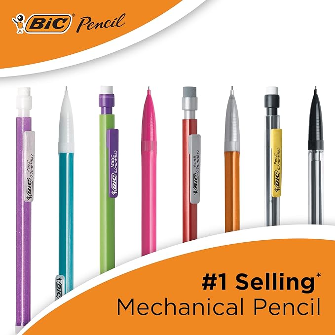 BIC Xtra-Strong Mechanical Pencil, Colorful Barrel, Thick Point (0.9mm), 48-Count