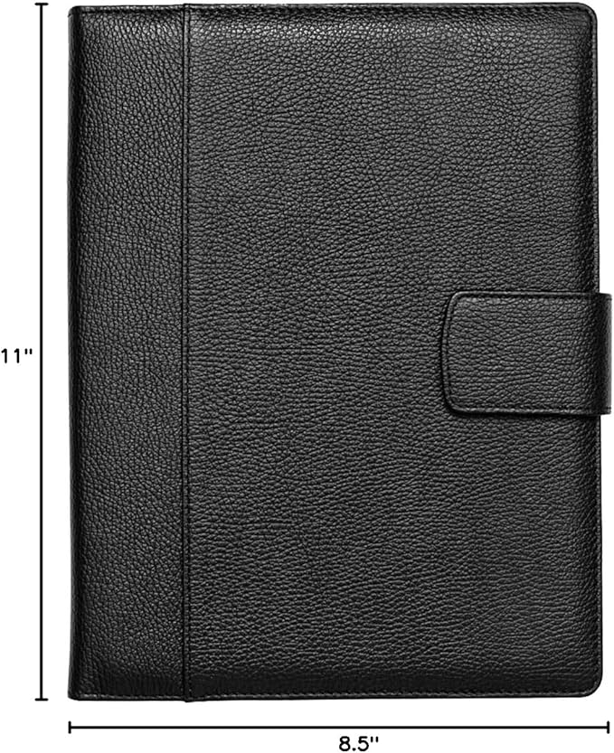 Maruse Italian Leather Executive Padfolio, Folder Organizer with Magnetic Closure and Writing Pad, Handmade in Italy, Black