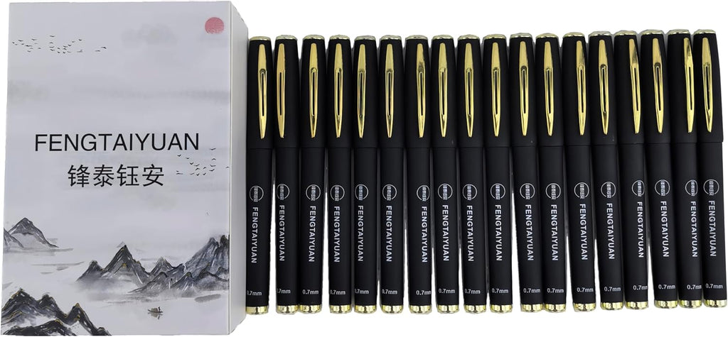 Fengtaiyuan Gel Ink Roller Ball Pens, Black Ink, Fine Point 0.7mm, Comfortable Grip, Easy Hold, Writting Pens, Smooth, 18 Count (Black-0.7mm-07P18SS)