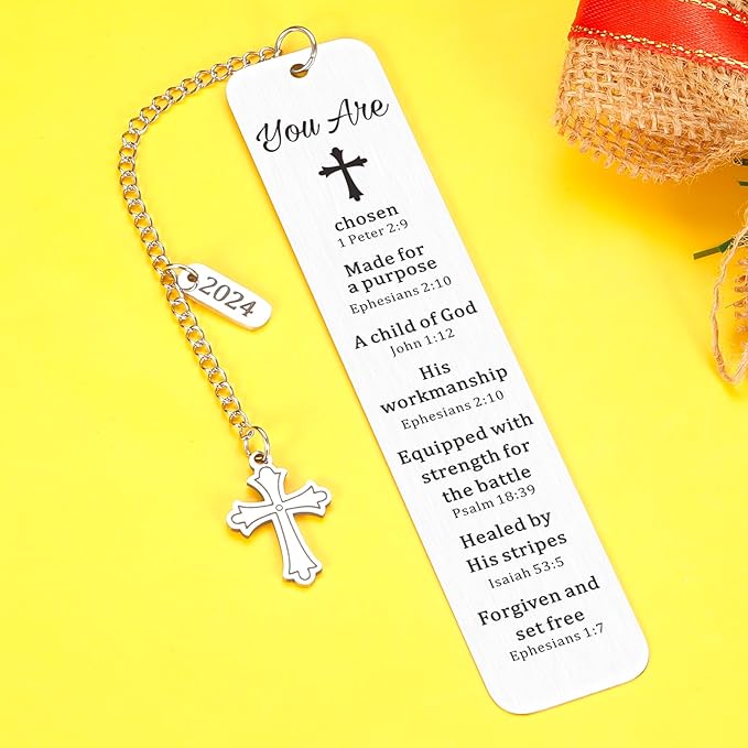 Faith Based Gifts Cross Bookmark for Men Women First Communion Gifts for Girls Boys Baptism Gifts Bible Verse Bookmark Bible Accessories Christian Church Gifts in Bulk 2024 Graduation Gifts