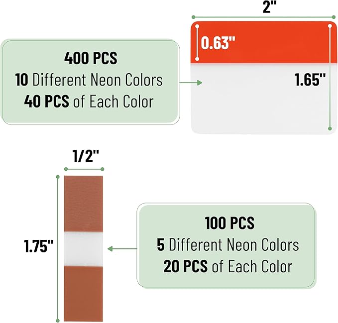 Mr. Pen- Sticky Index Tabs, 500 Pcs, 21 Sets, Colorful Sticky Tabs for Notebooks, Page Markers, Page Tabs for Binders, Page Tabs Sticky Tabs for Books, Notebook Tabs, Book Sticky Tabs for Notebooks