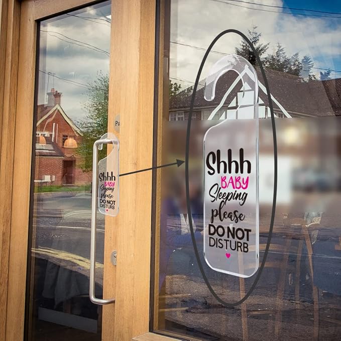 Do Not Disturb Door Sign Engraved Acrylic Hanger Handle Home Decor Acrylic Banner Acrylic Hanging Sign Door Plaque Handmade Office Hanging Sign Baby Sleeping