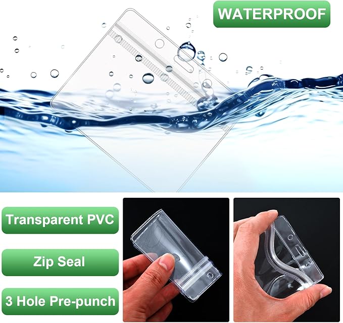 100 Pcs Lanyards for ID Badges and 100 Pcs Clear Name Tag Holders Reusable Lanyard with Clip Plastic ID Card Badge Holder Name Badges for Adults Kids Business School Office Supplies (Green)