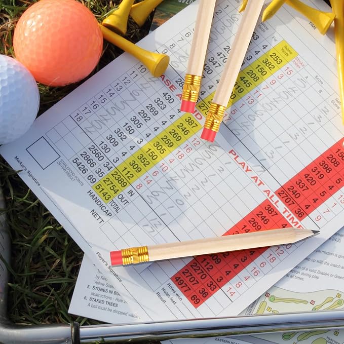 Chivao 288 Pieces Golf Mini Pencils Bulk with Eraser #2 HB Golf Short Pre Sharpened Pencils for Party Favors Office Supplies 4 Inch(Wood Color)