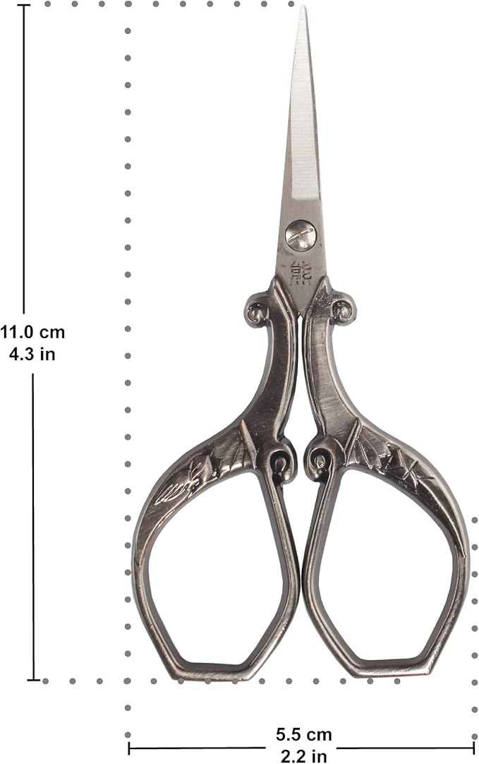 JubileeYarn Chinese Wing & Cloud Embroidery Craft Scissors - Antique Silver - 1 Scissor
