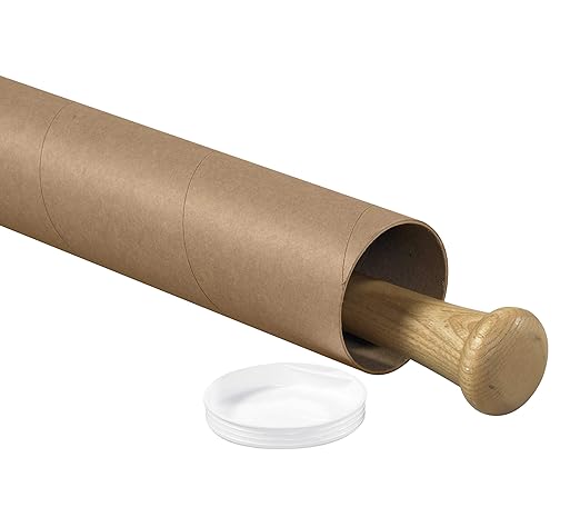 BOX USA BP3048K Mailing Tubes with Caps, 3" x 48", Kraft (Pack of 24)
