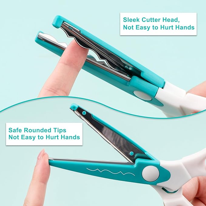 6Pcs/Set Craft Scissors Decorative Paper Edge Scissors With Storage Box Set, 5 Kinds Zig Zag Edges Scissors Great for DIY Projects Paper Card,Photo, Scrapbook,Office School Home Manual (Green)