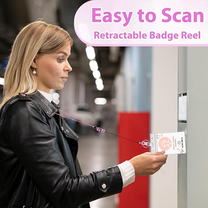 Lanyards for Id Badges 3 Pack Badge Lanyard with 6 Pcs Id Badge Holder Retractable Stainless Steel Teacher Lanyards Cruise Ship Essentials for Girl Women (Gold, Pink, Purple)