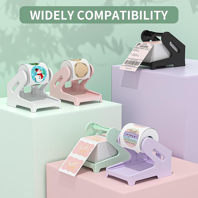 Label Holder Thermal Label Holder for Rolls and Fanfold Labels Shipping Label Stand Desktop Printer DIY Accessory Supplies for Home, Office (Fresh Green)