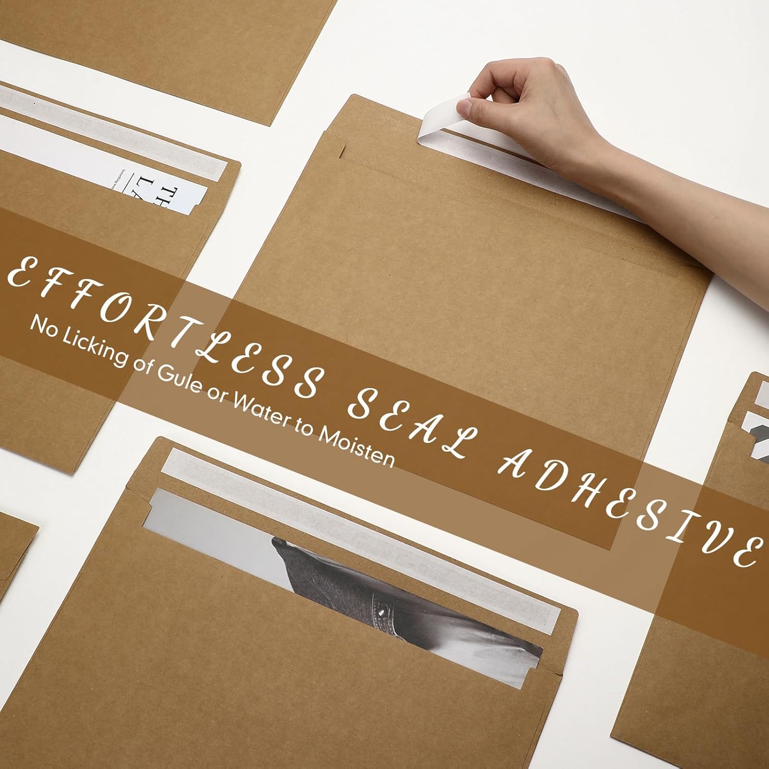 Crtiin 100 Pcs 9 x 12 Open End Booklet Envelopes 80 lb 120gsm Catalog Envelopes with Closure for Mailing Catalog Financial Document Magazine Pamphlet Business(Kraft Paper Color)