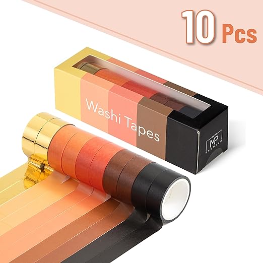 Mr. Pen- Washi Tape Set, 10 Rolls, Fiery Horizon, Decorative Tape Set, Colored Scrapbook Washi Tape for Journaling, Washy-Tape, Scrapbook Supplies