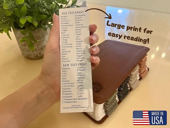 Books of The Bible Christian Bookmark - 20 Pack - Large Print - Made in USA