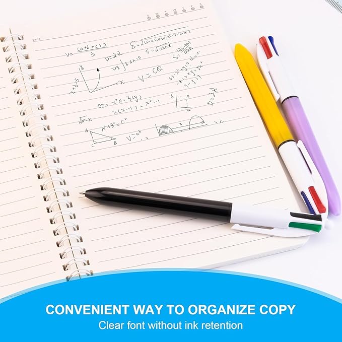 16-Pack Multicolor Ballpoint Pens. 4 color pens in one: red, blue, black, and green. It writes smoothly and is suitable for use in planners. These are 0.7mm multicolor pens.