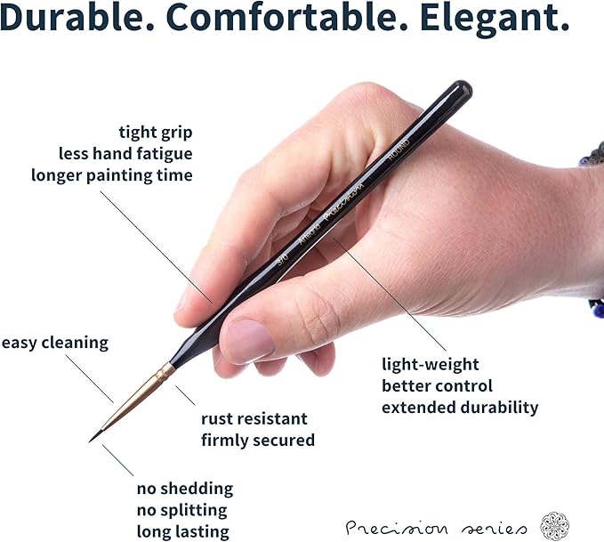 ARTEGRIA Detail Paint Brush Set, 17 Miniature Brushes with Fine Tips and Ergonomic Handles, for Small Scale Models, Figurines, Warhammer 40k, DND, Paint by Numbers for Adults