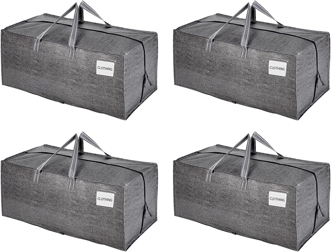 VENO 4 Pack Moving Bags w/Backpack Straps, Moving Boxes & Storage Bins Alternative, Packing Supplies, Camping Accessories Totes for Storage, Dorm Room Essentials Storage Bags (Gray, 4 Pack)