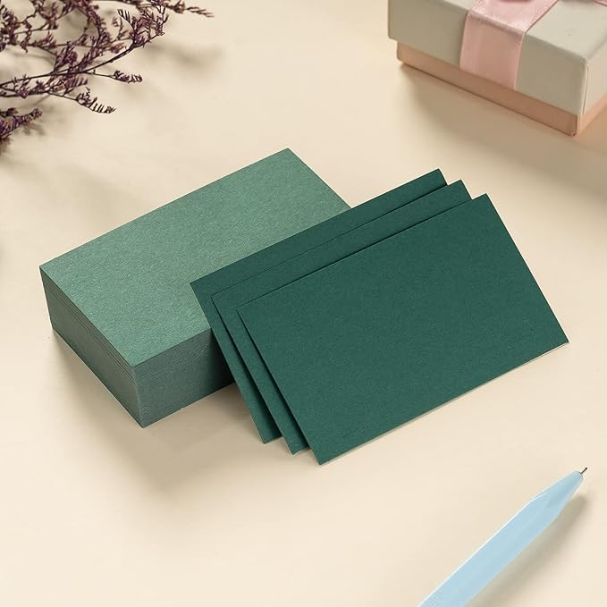 100 Pack Thick Paper Cardstock Blank Heavy Cards Stock for Invitations, Greeting Cards Making, Postcards, Photos, 250GSM Thick Paper (Dark Green, 3x5 inches)