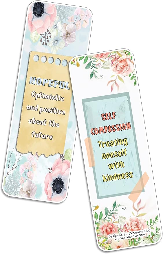 Creanoso Emotional Inner Strength Bookmarks (10-Sets x 6 Cards) – Daily Inspirational Card Set – Interesting Book Page Clippers – Great Rewards for Adults and Professionals