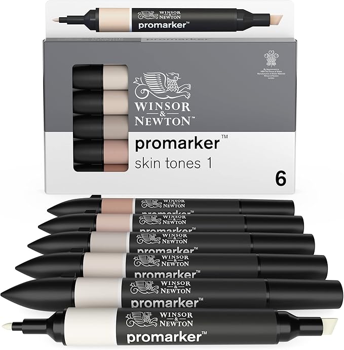 Winsor & Newton ProMarker Set, 6 Count, Skin Tones Set 1