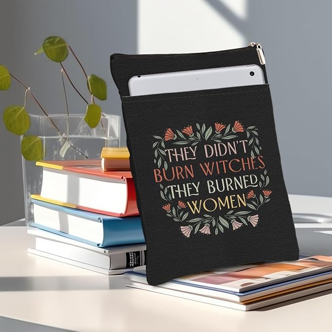 Book Themed Gifts Waterproof Book Sleeve Book Pouch Halloween Reading Gifts Witchy Gifts for Women Best Friend Book Covers for Paperbacks Book Accessories Book Protector with Zipper and Front Pocket