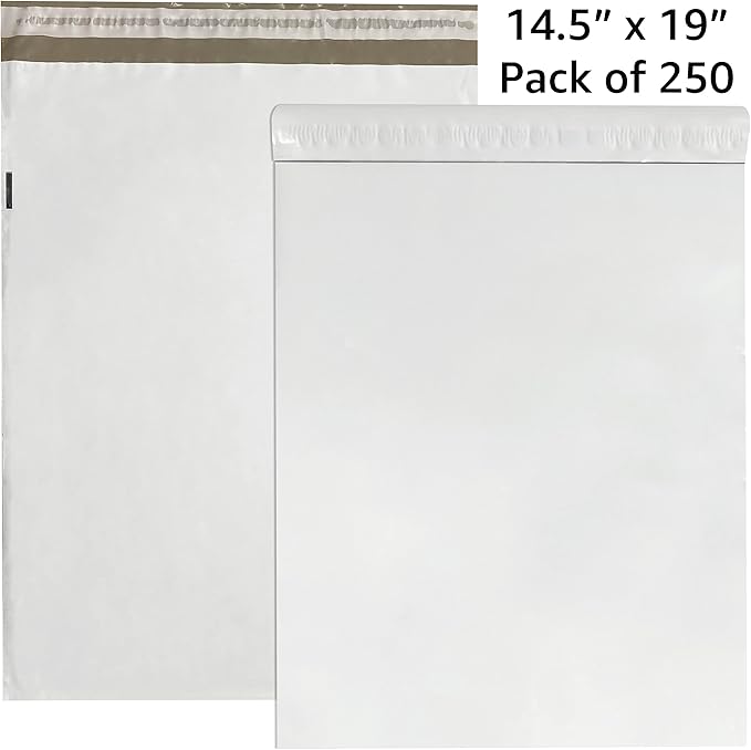 Colored Poly Mailers Pack of: (White, 14.5" x 19" pack of 250) Be creative with your packaging with Colored mailers