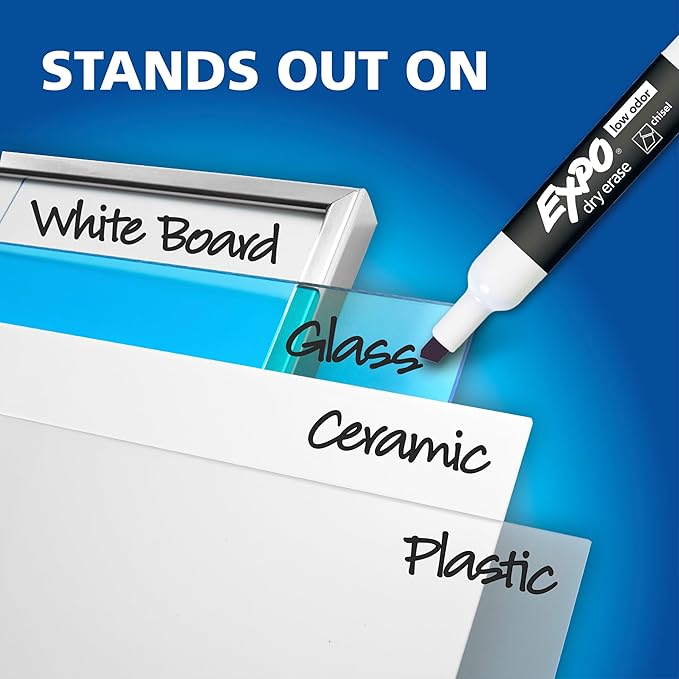 EXPO Dry Erase Markers, Low Odor Ink, Assorted Colors, Chisel Tip, 36 Count