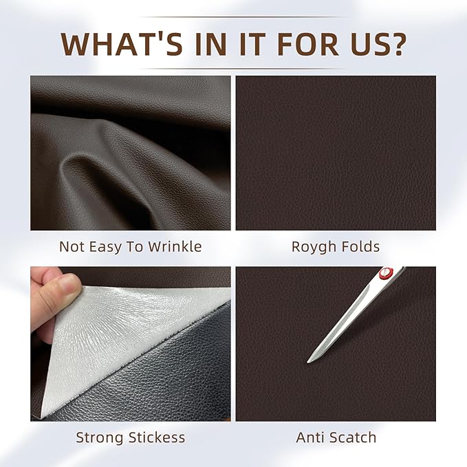 CHEIGHY Leather Repair Kit Self Adhesive Leather Repair Patch for Furniture 15.7X78.7 inch Vinyl Repair Kit for Couches Car Seats Sofa Office Chair Belt Jackets (Dark Coffee)