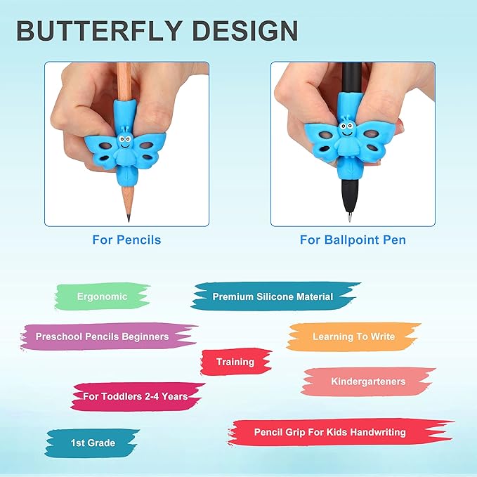 8 Packs Pencil Grips - Koabbit Pencil Grips for Kids Handwriting for Toddlers & Preschoolers, Pencil Holder Grip Posture Correction Training Writing Aid.