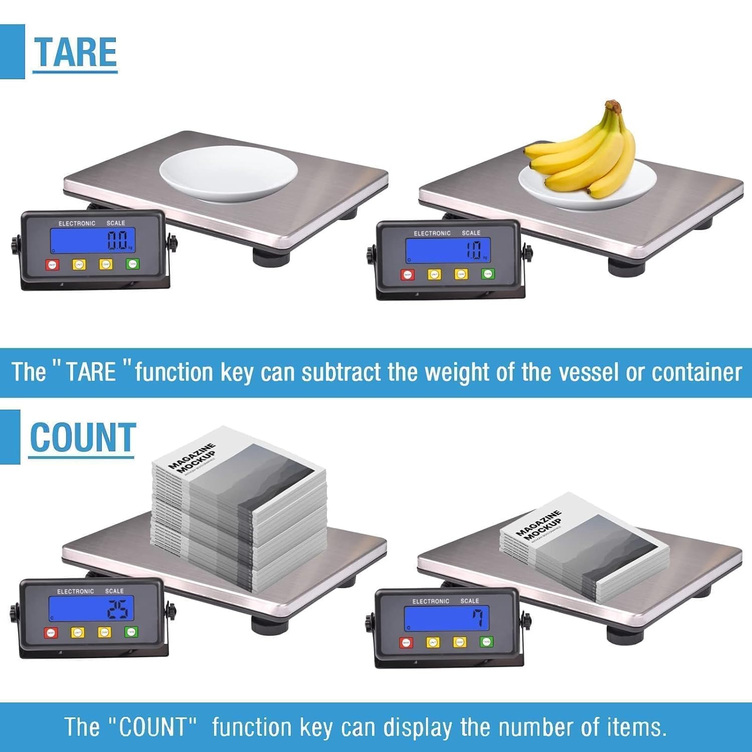 SurmountWay Large Shipping Scale, 440lb/0.35oz Digital Postal Scale with Tare/Count/Auto-Off Function, High Accurate Shipping Scale for Packages,Small Business,Luggage,Warehouse,Home (15.3"x11.8")