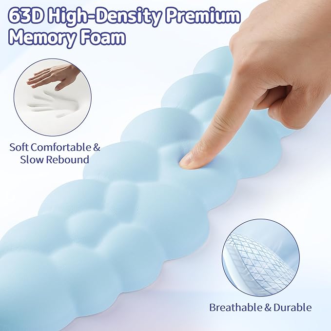 Cloud Wrist Rest Keyboard, Cloud Palm Rest Set with PU Leather Memory Foam, Cute Keyboard Rest for Wrist Support and Arm Rest, Desk Cloud Wrist Pad for PC/Gaming/Hand Cushion/Computer-Blue