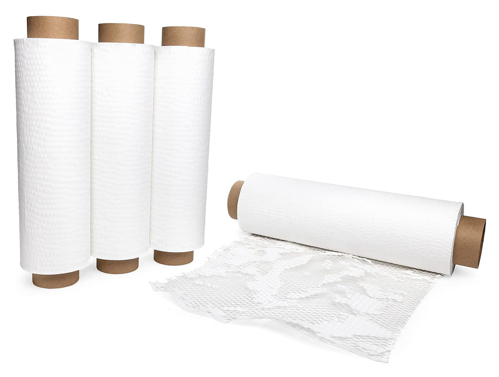 IDL Packaging 15.25" x 300' Refill Roll (Pack of 4) for MP-300W HexcelWrap Honeycomb Packing Paper Station, White - Natural Kraft Paper with Interlocking Slit Design for Shipping and Moving