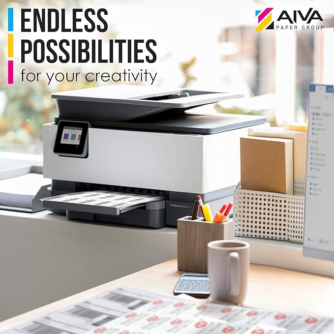 Printable Vinyl Sticker Paper for Laser Printer - Matte White - 15 Self-Adhesive Sheets - Waterproof Decal Paper - Standard Letter Size 8.5"x11"