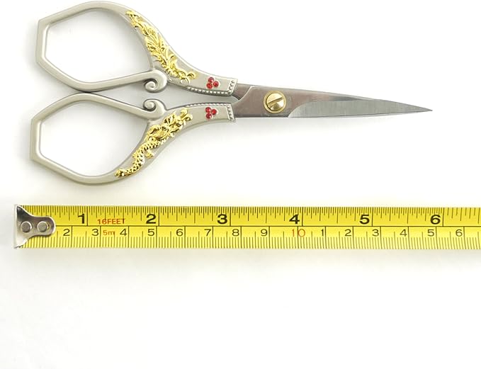 JubileeYarn Gold Dragon Relief w/Red Crystals Embroidery Craft Scissors - Silver - 1 Scissor