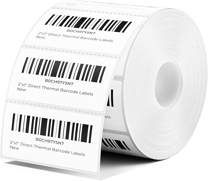 2"x1" Direct Thermal Labels, Barcode & Address Shipping Thermal Label Stickers, White (3000 Labels/ 3roll, 2"x1")