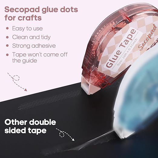 Scrapbook Tape, 4 Pack Double Sided Tape Roller for Crafts, Adhesive Glue Runner Scrapbooking Supplies Journaling School Office Supplies for Kids and Adults, 0.3IN x 26FT